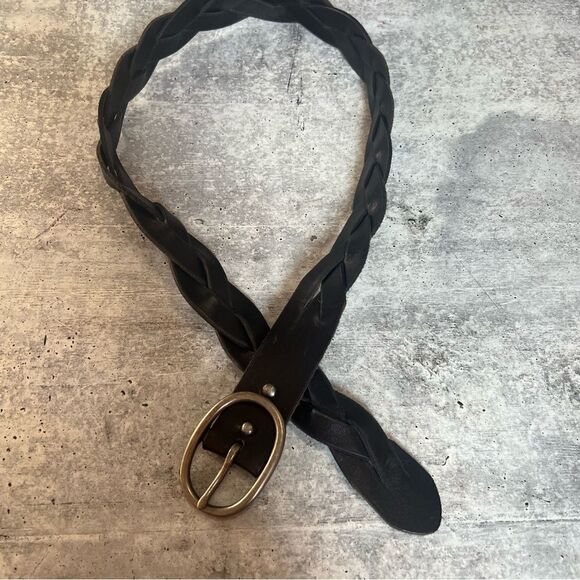 Genuine leather brown braided belt women’s size small main image 5